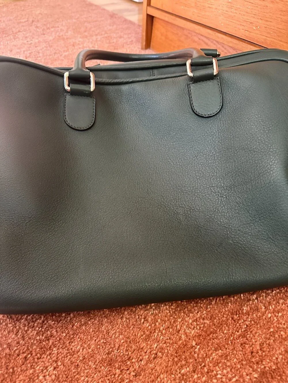 LOEWE Leather Boston / Weekender Travel Bag – Forest Green (RARE) with Dust Bag - Picture 9 of 14